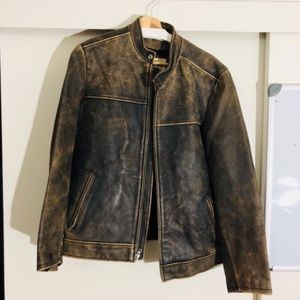 Buckle Vintage Genuine Leather Jacket